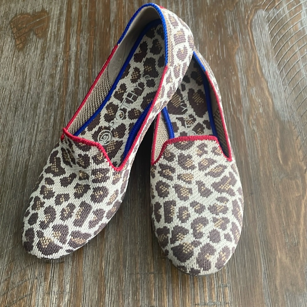Rothy's Loafer Retired Mocha Spot Animal Leopard Print Round Toe Flat Loafers